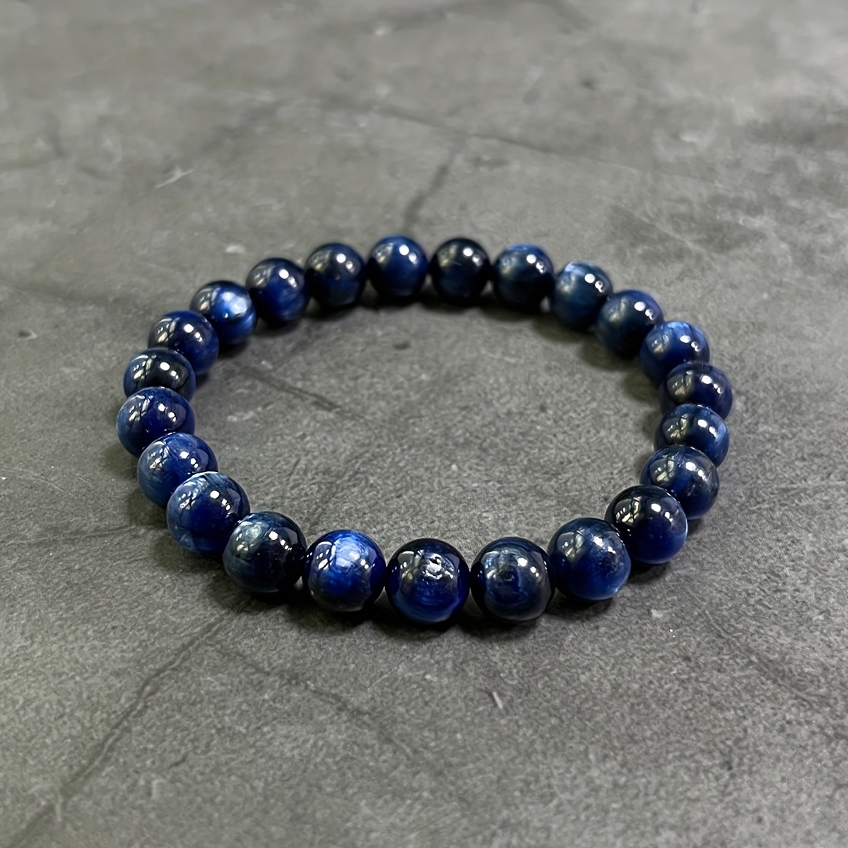 AAA Natural Kyanite Beaded Bracelet 8mm Round Crystal Stones Reiki Infused